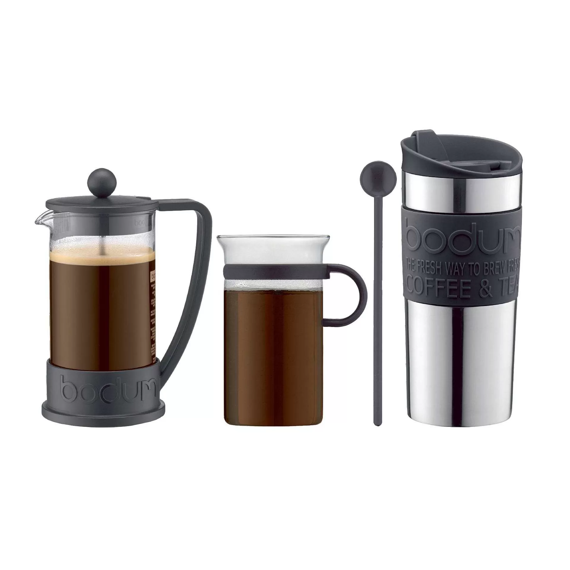 Bodum Kaffesett Med Presskanne, Kopp, Reisekopp Og Skje