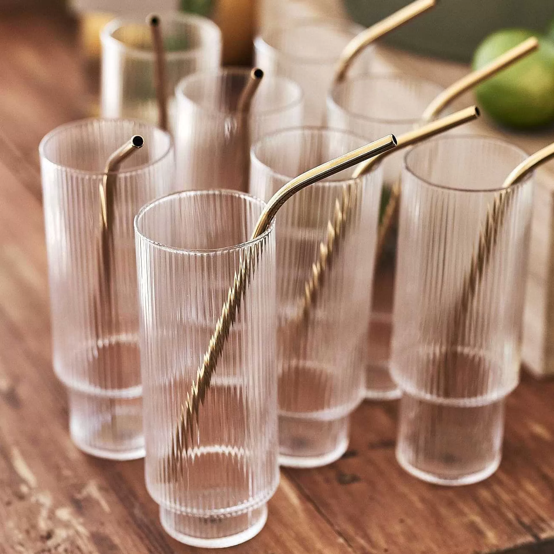 Ferm LIVING Highballglass & Longdrinkglass*Ripple Long Drink Glass 4-Pakk