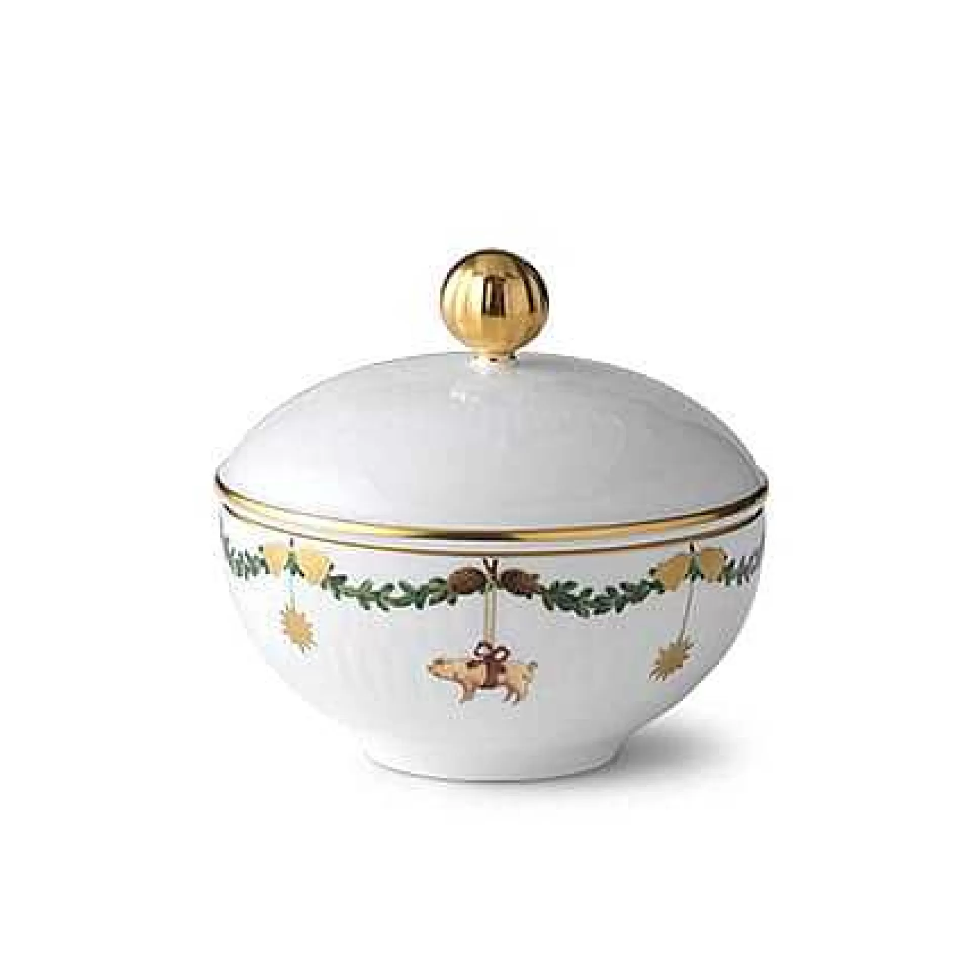 Royal Copenhagen Sukkerskåler*Star Fluted Christmas Sukkerskal Med Lokk