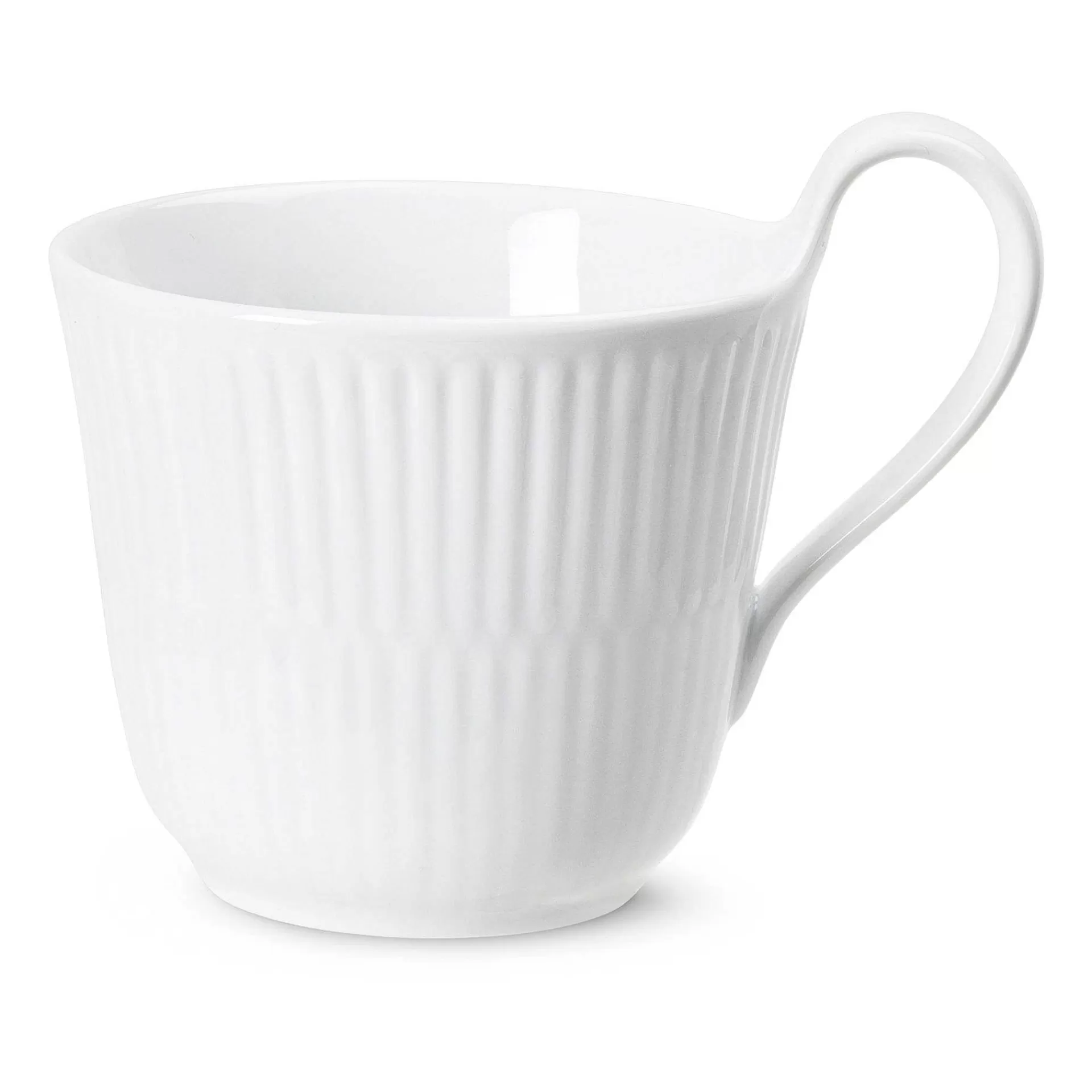 Royal Copenhagen Tekopper*White Fluted Kopp Med Hoyt Handtak